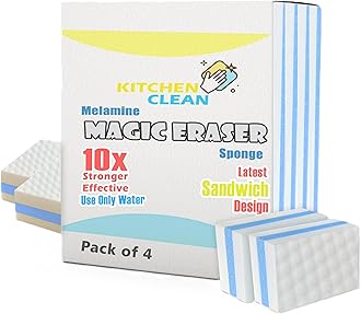 Magic Cleaning Sponge | Multipurpose Clean Sponge | Magic Eraser for Wall, Dash Boards, Switch Boards, Taps, Wall Stain Remover, Glass, Shoes, Sneakers Cleaning Sponge (Pack of 4)