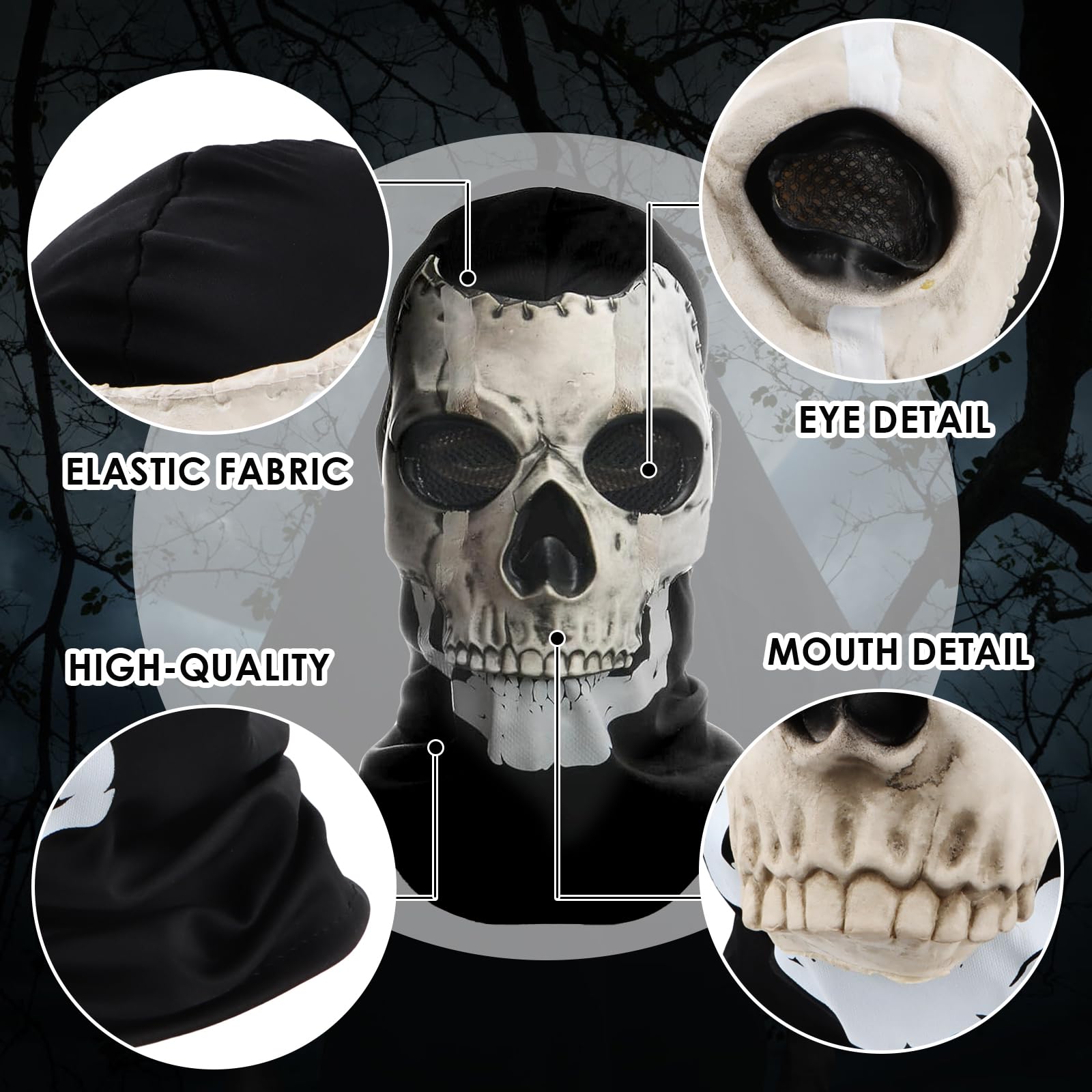 Ghostface Horror Halloween Mask for Adults/Children - Creepy Cosplay Ghost Film Scream Party Scary Props for Horror Parties (D) - Image 3