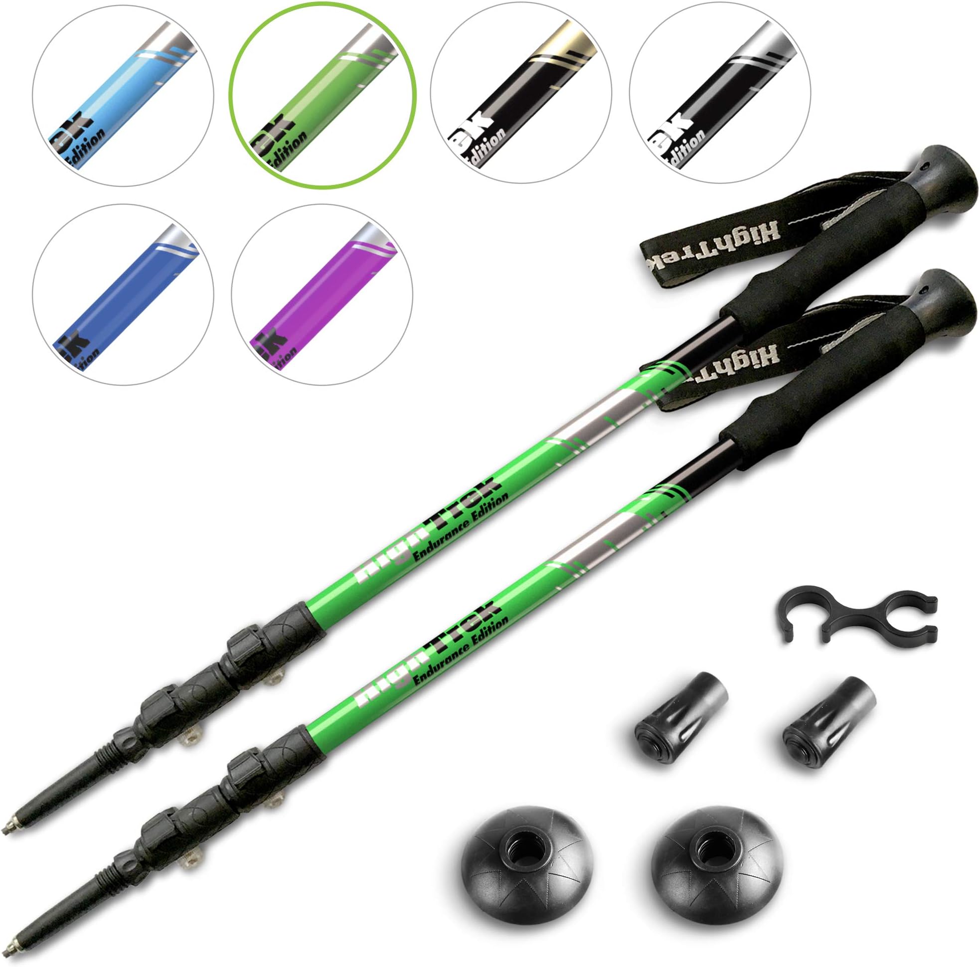 Trekking Poles - 2-pc Pack Adjustable Hiking or Walking Sticks - Strong, Lightweight Aluminum 7075 - Quick Adjust Flip-Lock - Cork Grip, Padded Strap
