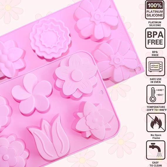 3PCS Flower Soap Molds,Silicone Soap Molds,Silicone Molds for Soap