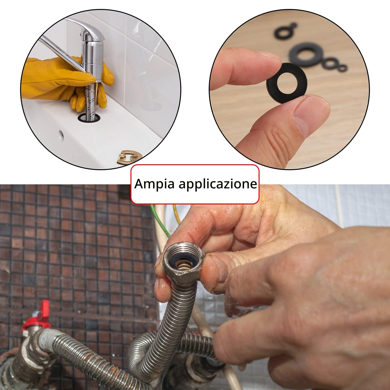 500 Pezzi Rondella Piatta in Nylon, Piatte Guarnizione, Guarnizioni Idrauliche, Kit Distanziatore Rondella Distanziatrice - M2/M2.5/M3/M4/M5/M6/M8/M10 (A-nero)