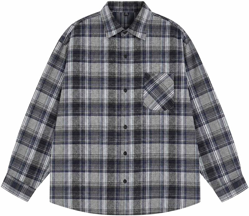 Mens Shirts Long Sleeve Plaid Chest Pocket – product photo 4 of 7
