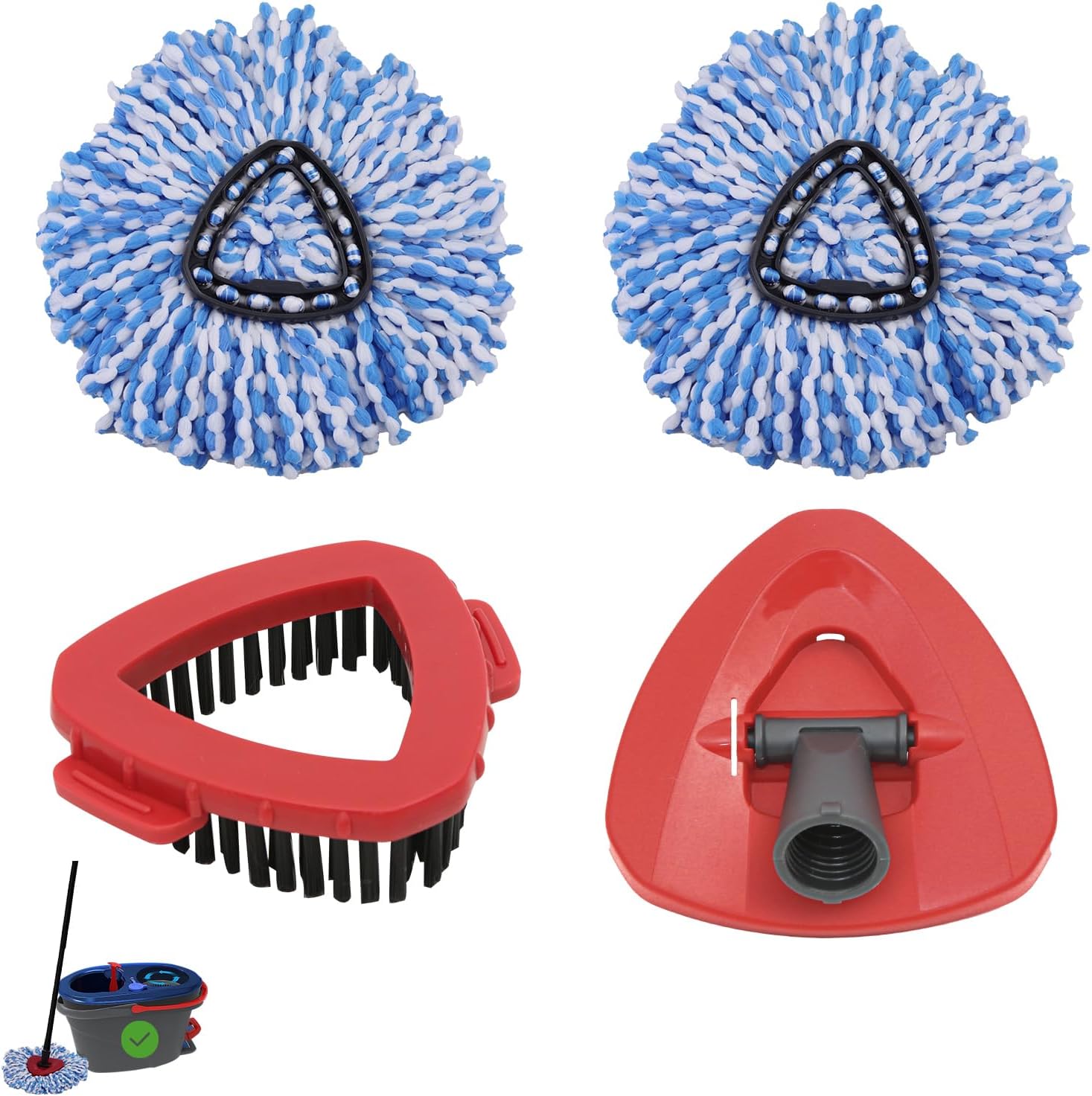 Juego de 4 piezas de repuesto de cabezal de fregona compatible con el sistema de 2 tanques Ocedar RinseClean, 2 unidades de cabezal de repuesto de