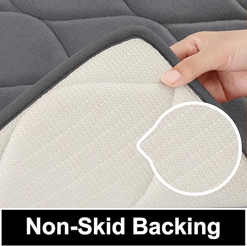 Miniatura 4 de Colorxy Alfombras de baño de espuma viscoelástica, absorbentes de agua, súper suaves, antideslizantes, lavables, diseño Ogee juego de 3,