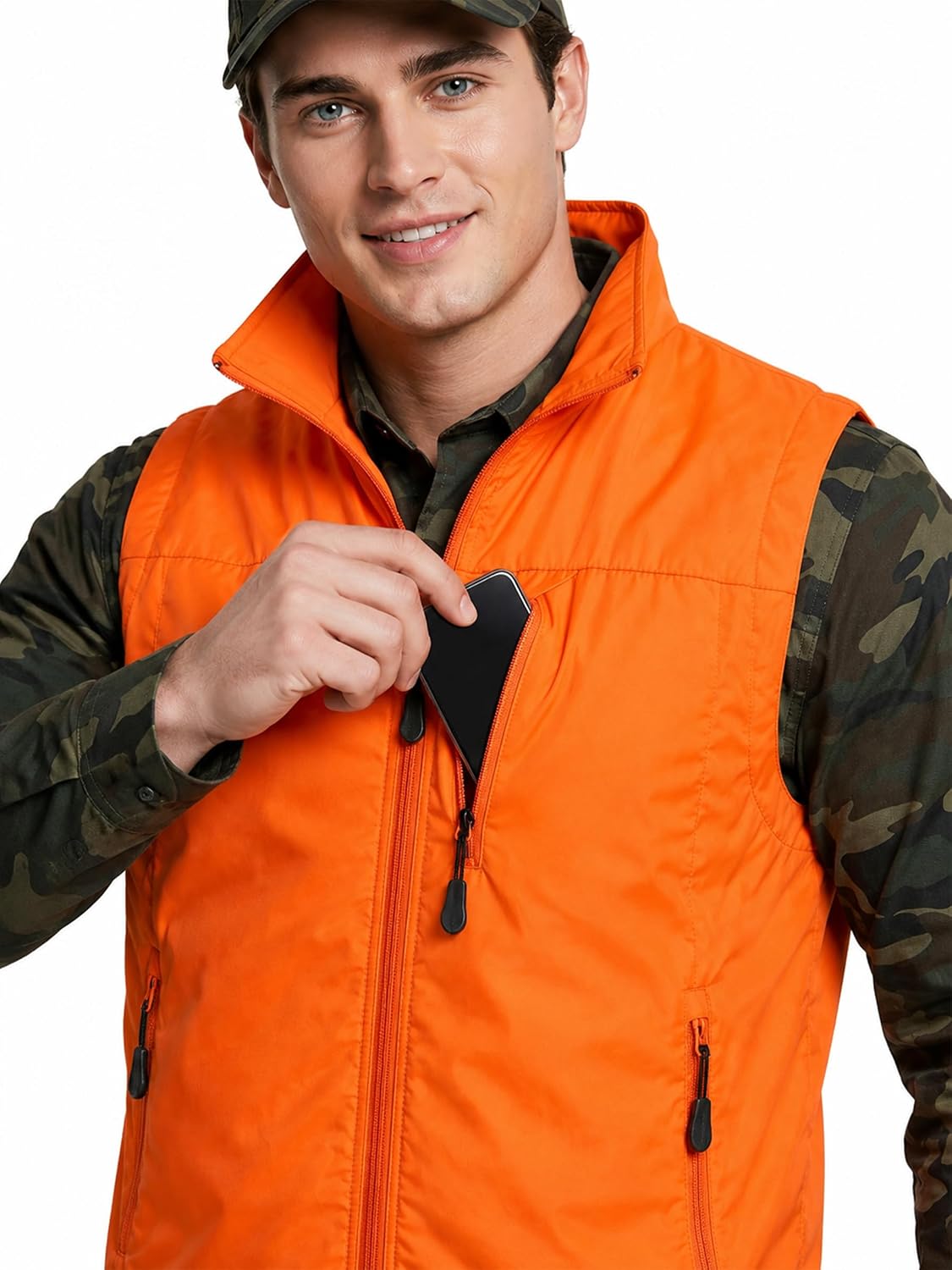 Men's Lightweight Vest Zip Up Sleeveless Jacket Windproof Softshell Outdoor Work Vest with Pockets