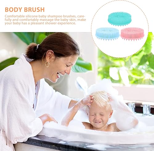 Miniatura 7 de HEALLILY Cepillo de baño para bebé, cepillo de baño de silicona para bebé, cepillo para tapa de cuna de bebé, suministros de cepillo de masaje de
