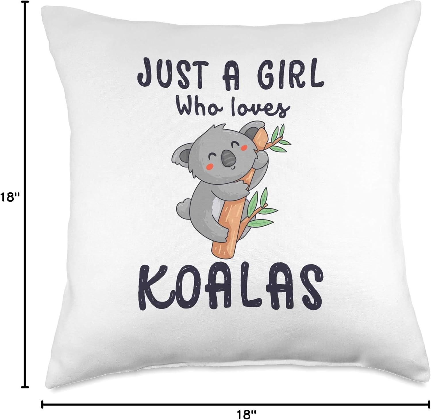 Girl Loves Koalas Cute Decorative Bedroom Couch for Girls Throw Pillow
