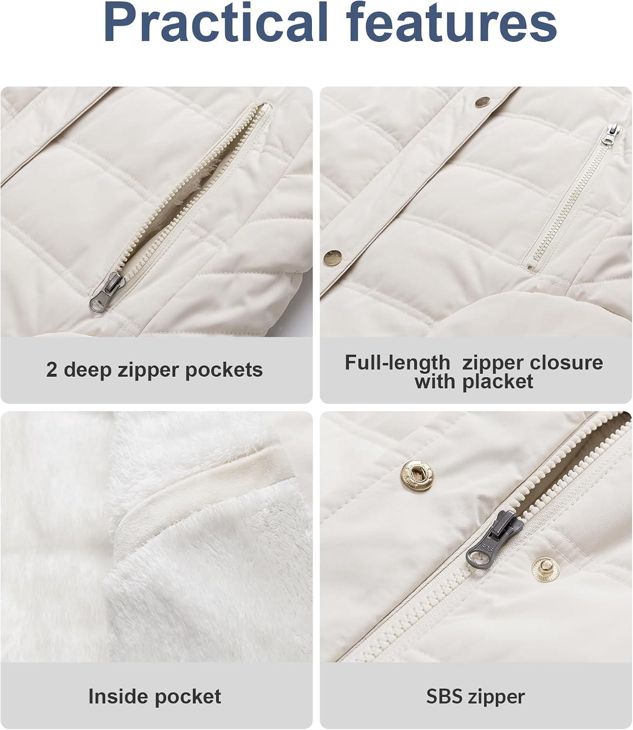 Chrisuno Women's Warm Winter Coat Velvet Puffer Jacket Quilted Faux Fur Hood
