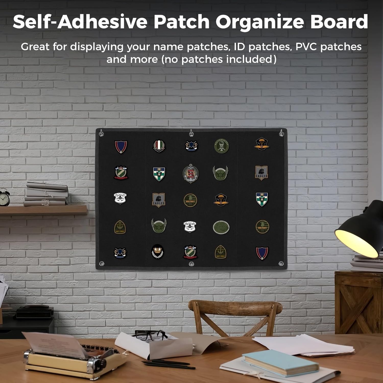 Large 43 X 27.5 Inches Self-Adhesive Patch Holder, Waterproof Oxford Cloth Display Board for Hook-Backed Patches and Combat Emblems