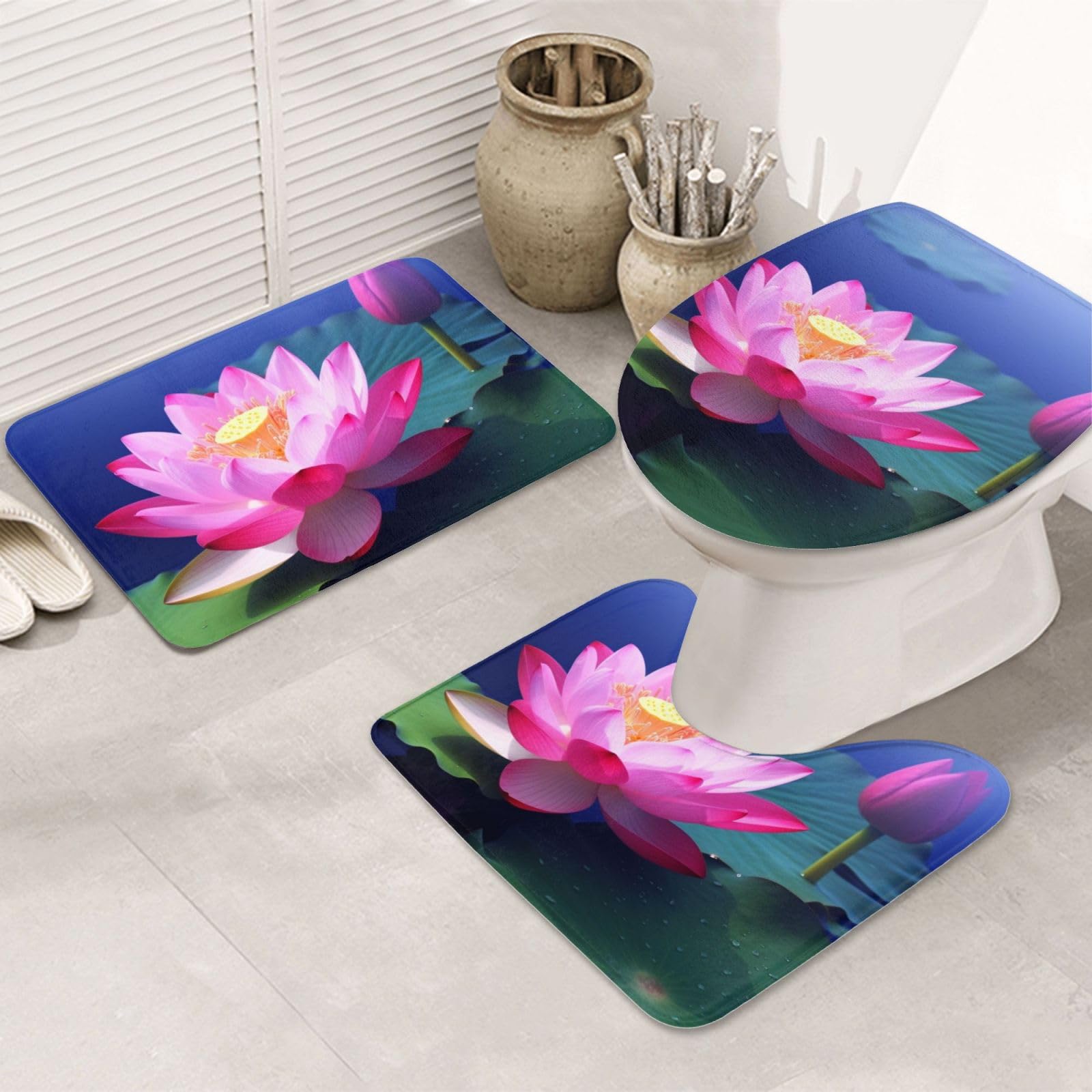 Tapis de bain en forme de U lot de 3 antidérapants pour sol carrelé humide