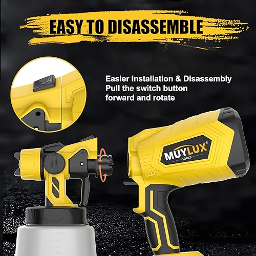 Miniatura 4 de Pulverizador de pintura, pistola de pulverización HVLP de 800 W con 5 boquillas y 3 patrones, pulverizadores de pintura eléctricos para pintura de