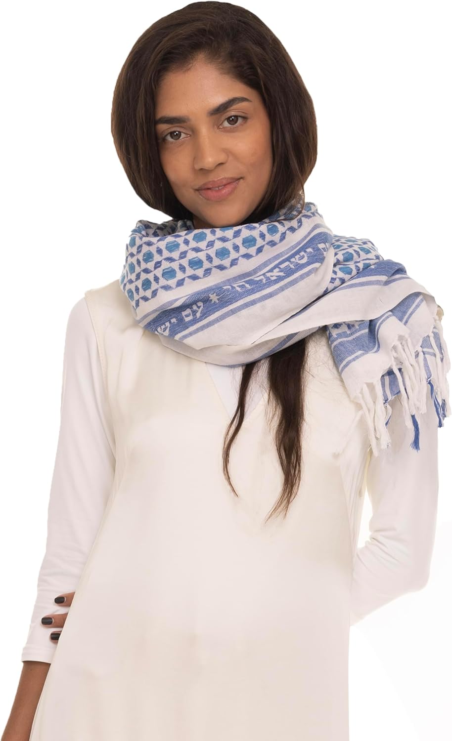 Am Israel Chai Scarf for Men and Women - Native Turban Scarf 100% Cotton Shemagh, Desert Keffiyeh, Sudra (Mosaic Long)