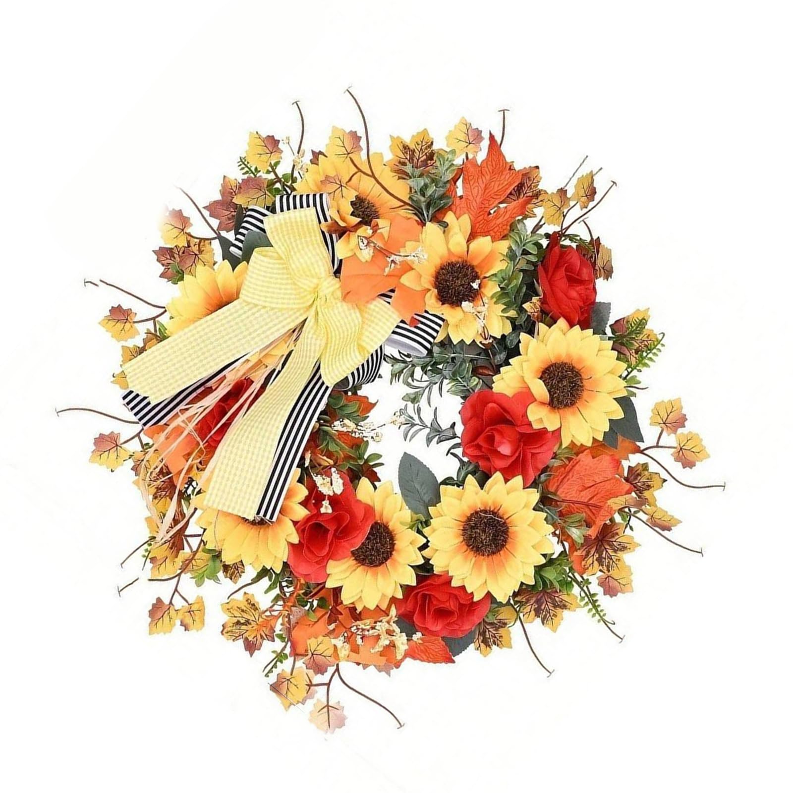 Elnwnnkc Artificial Wreath Thanksgiving Wreath for Front Door Window Hallway Farmhouses Thanksgiving Centerpieces Decoration Home Decoration