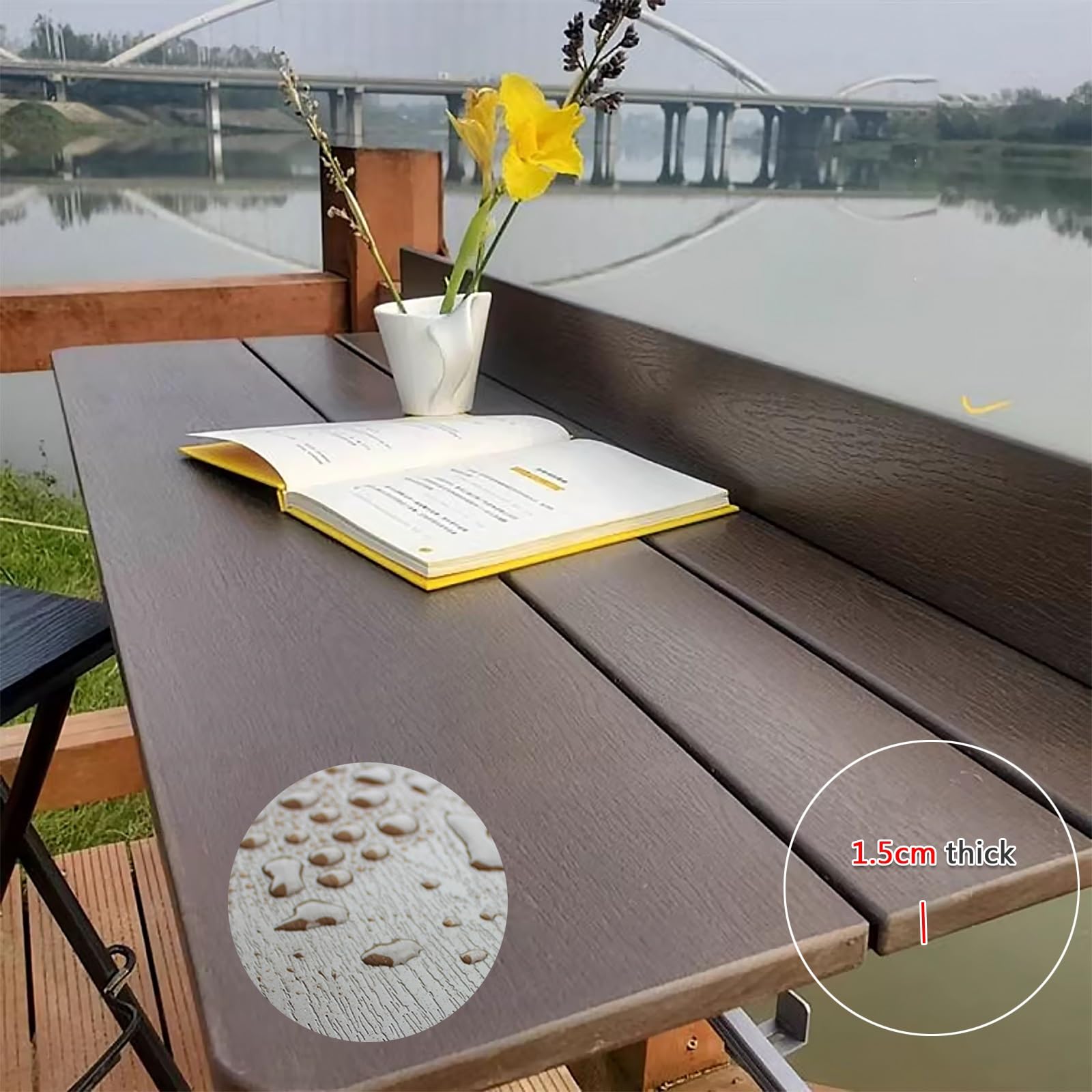 Zewnętrzny stolik balkonowy, wiszący stół, odporny na warunki atmosferyczne, składany, aluminiowy, do balustrad, metalowy stolik pomocniczy, 60 x 27 cm