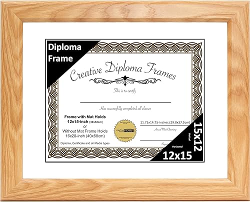 Vista 37 de Creative Picture Frames Marco de diploma con acabado de roble de 8 x 10 pulgadas, con caballete de vidrio negro y colgadores de pared instalados