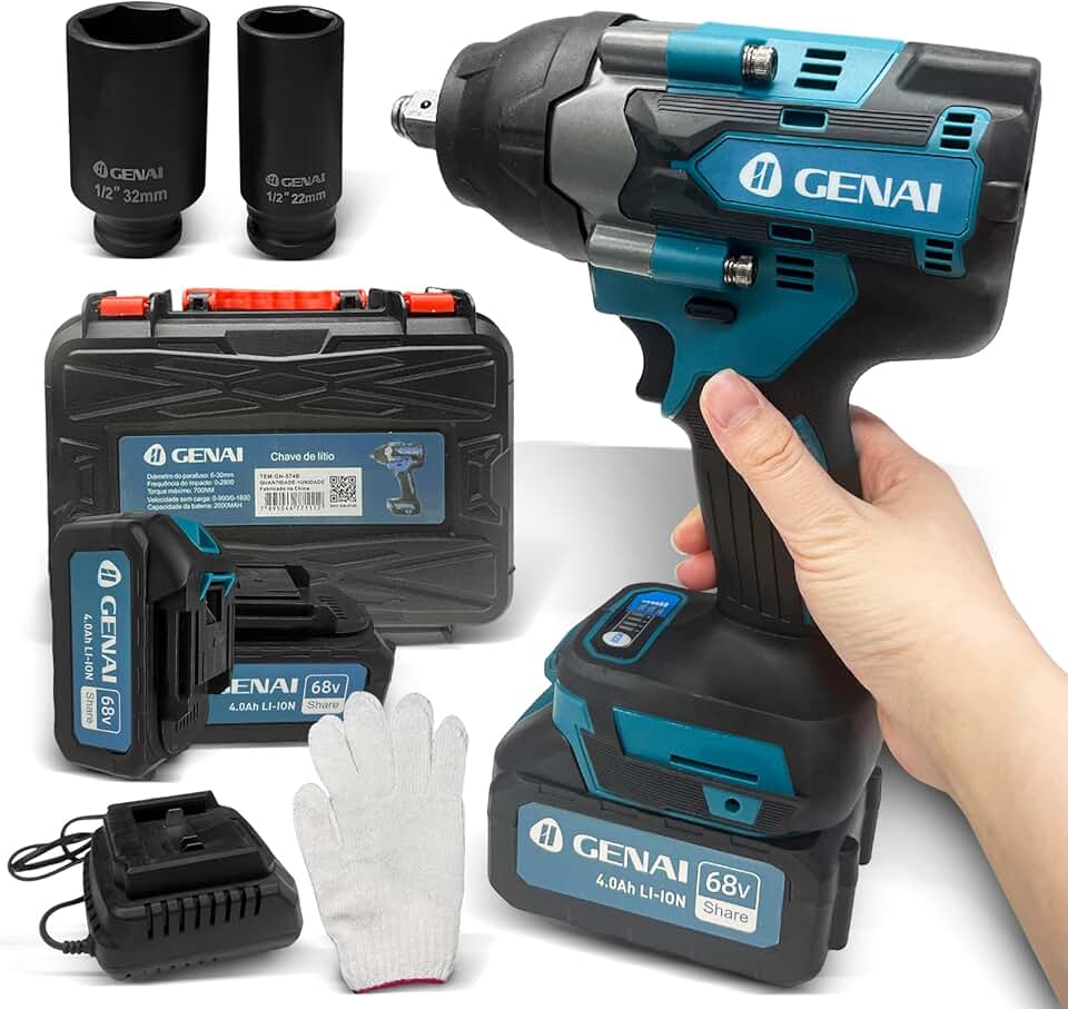 Chave lmpacto Para-fusadeira 68v Brushless Profission 2 Bateria