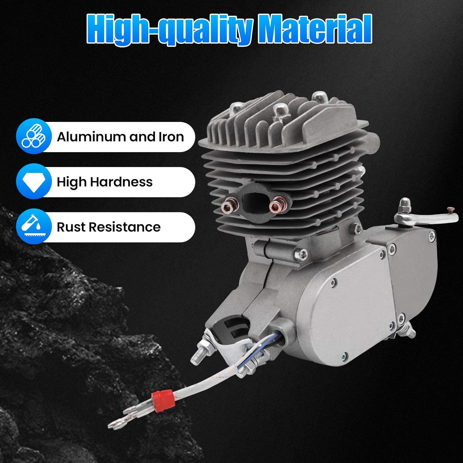 2-Stroke Bicycle Engine, 80cc Bike Motor 1.65 Hp Motorized Bicycle Motor with CDI Ignition System/Air-Cooled for 26-28" Wheeled Mountain Bikes Motorcycles Road Bikes with V-Frames