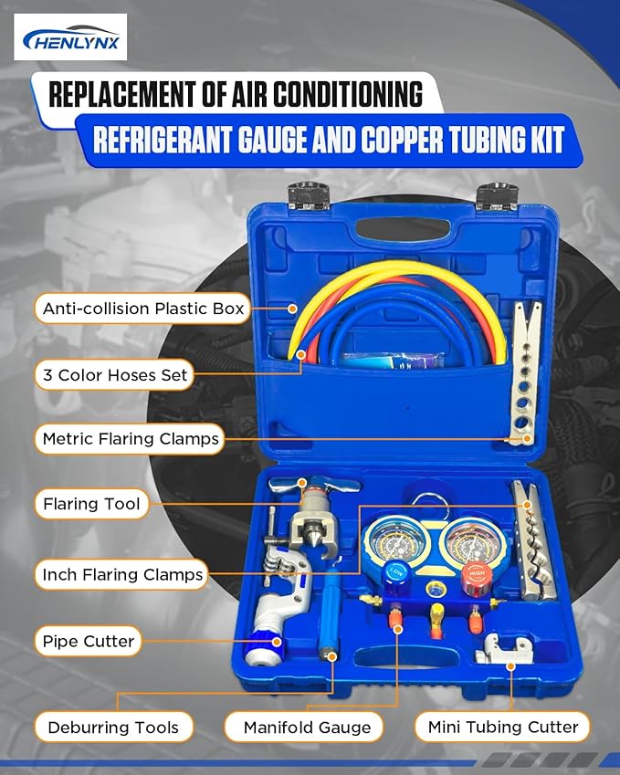 Kit de Manómetros y Herramienta de Abocardado para HVAC y AC Auto miniatura 2