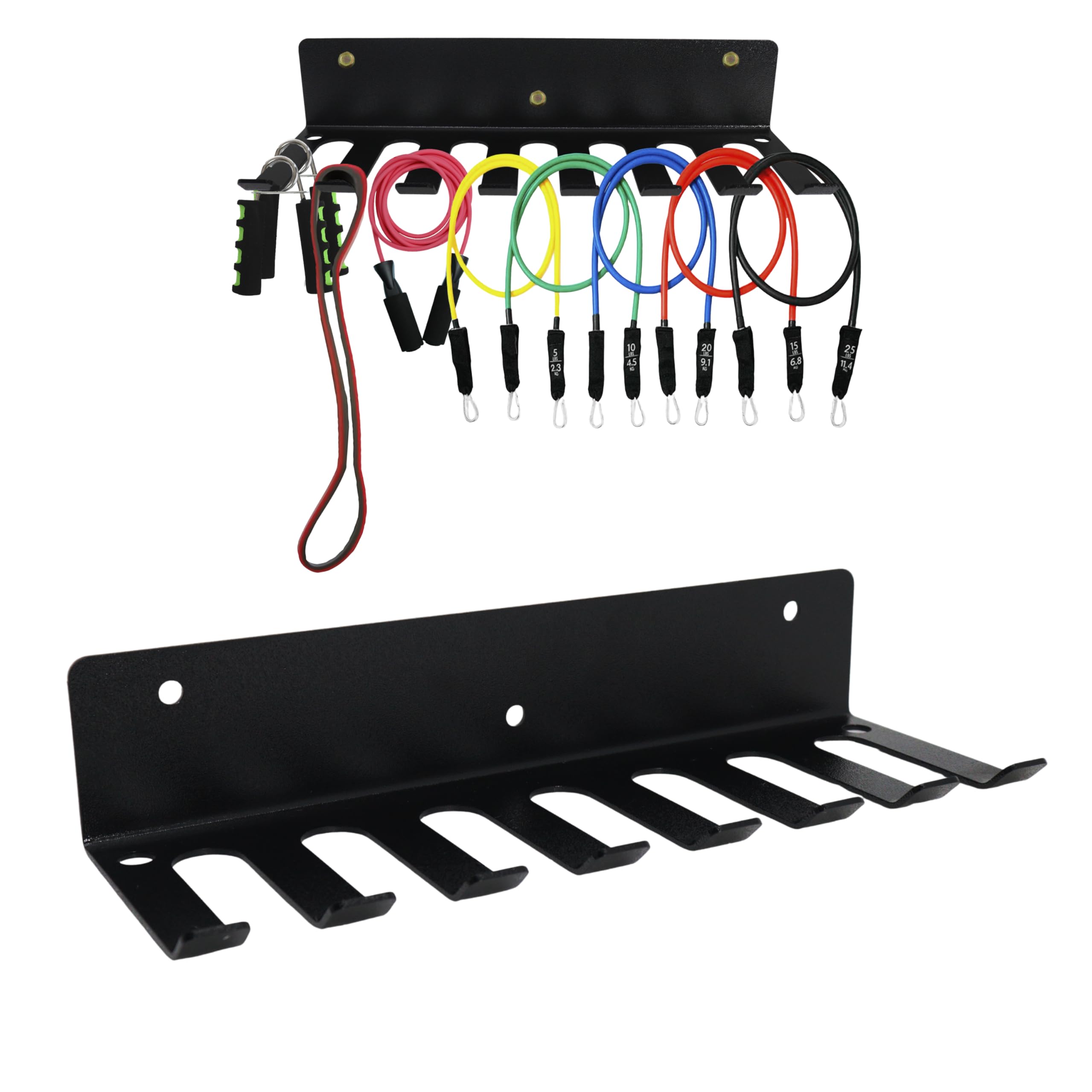 SONRET – Wall Mount Gym Rack Organizer – Heavy-Duty Steel 8 Hook for Barbell & Dumbbell Stand for Home – Gym Accessories Equipment Organizer for Chains, Jump Rope, Exercise Bands