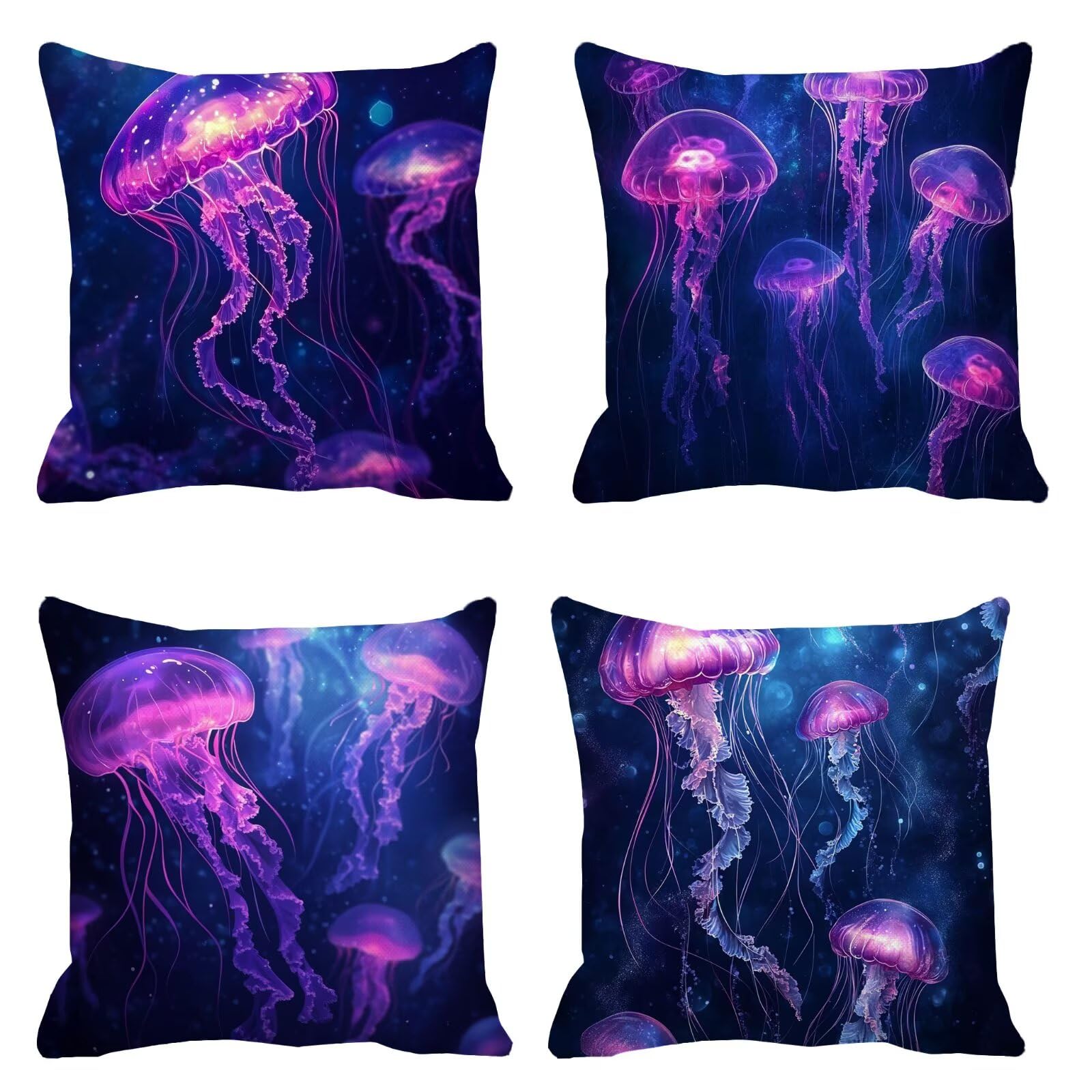 Medusa Cuscini da Esterno 50x50 Set da 4 Federe Cuscini Divano Violetta Copricuscini Lino Copri Cuscino Divano, Impermeabili Copricuscino, Quadrato Cuscino Decorativo, Moderna Decorazione Casa t-801