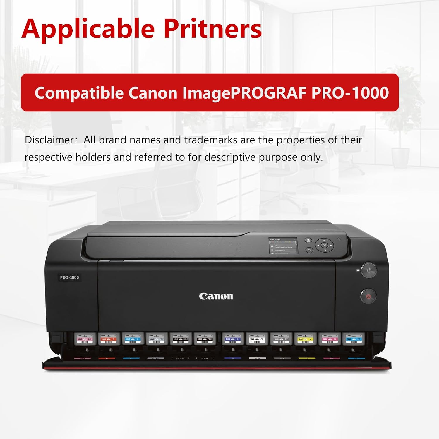 PFI-1000 Ink Tank Compatible for Canon imagePROGRAF PRO-1000 Ink Cartridges Replacement for PFI-1000 Ink Cartridge (12Pack, 80ml Pigment Ink)