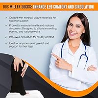 Vista 6 de Doc Miller Calcetines de compresión de dedos abiertos, 20-30 mmHg, mangas de compresión sin dedos para piernas, medias altas hasta la rodilla