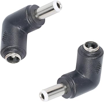 DC5.5mm x 2.5mm Male Plug to 5.5x2.1mm Female Jack Adapter Coupler 90 Degree Angle DC Power Connector DC5525 Male to DC5521 Female Converter 2pcs