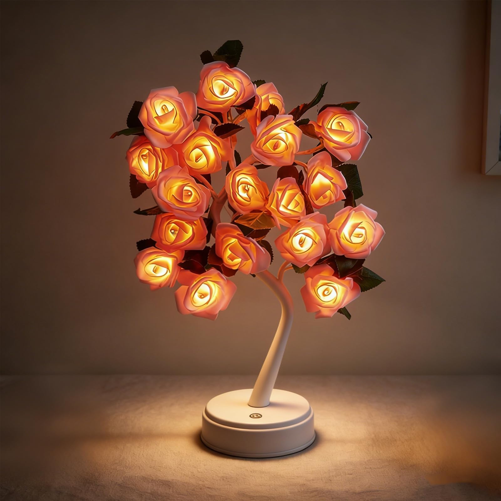ANBET 18 LEDs Rose Flower Tree Lamp, LED Rose Tree Table Lamp, Cute Fairy Light up Flower for Mother's Day Home Bedroom Valentines Christmas Day Easter Wedding Party Decor-Pink
