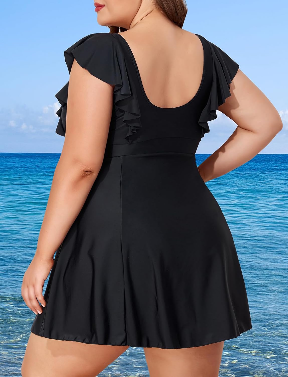 Smismivo Plus Size Swimsuit for Women Tummy Control Swim Dress One Piece Bathing Suit Slimming Ruffle Swimdress Curvy 2025