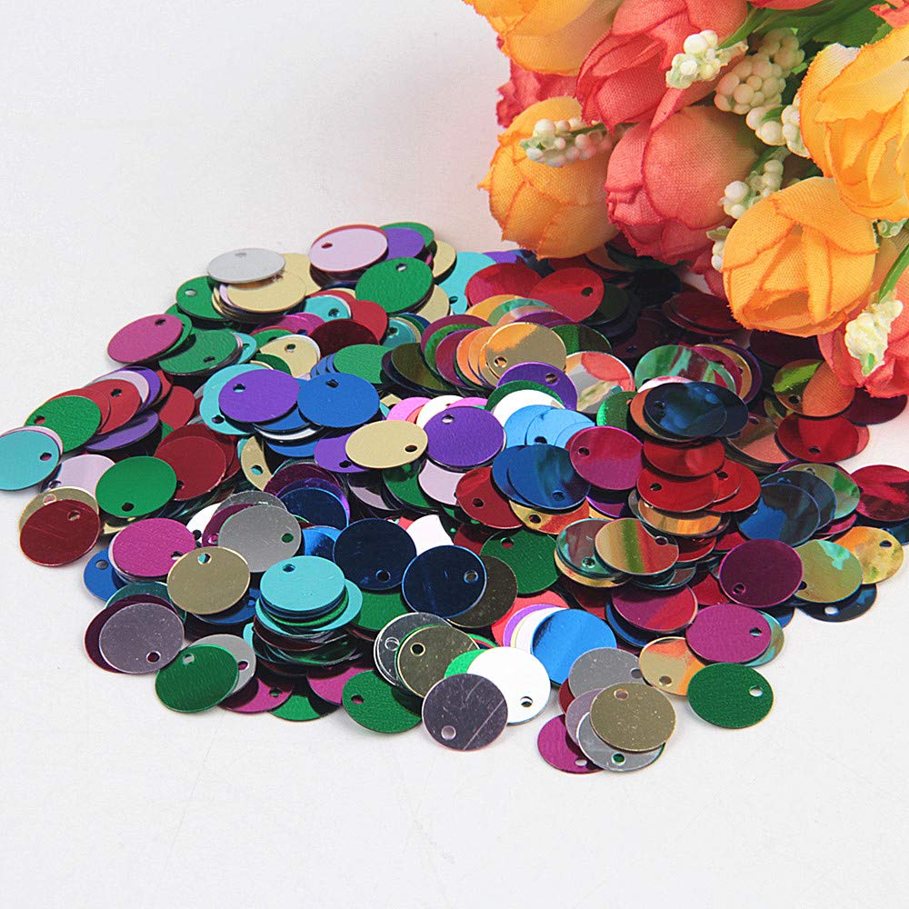 Cekiny, 10g Cekiny Paillette 10mm 15mm 20mm 25mm Duże płaskie okrągłe otwory na krawędziach Luźne cekiny do dekoracji tanecznych DIY ，Cekiny(Dark Purple)
