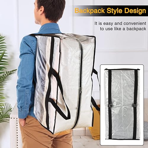 Miniatura 4 de Fixwal Paquete de 4 bolsas de mudanza, suministros de mudanza, bolsas de almacenamiento grandes de gran tamaño con correas de mochila, asas fuertes,