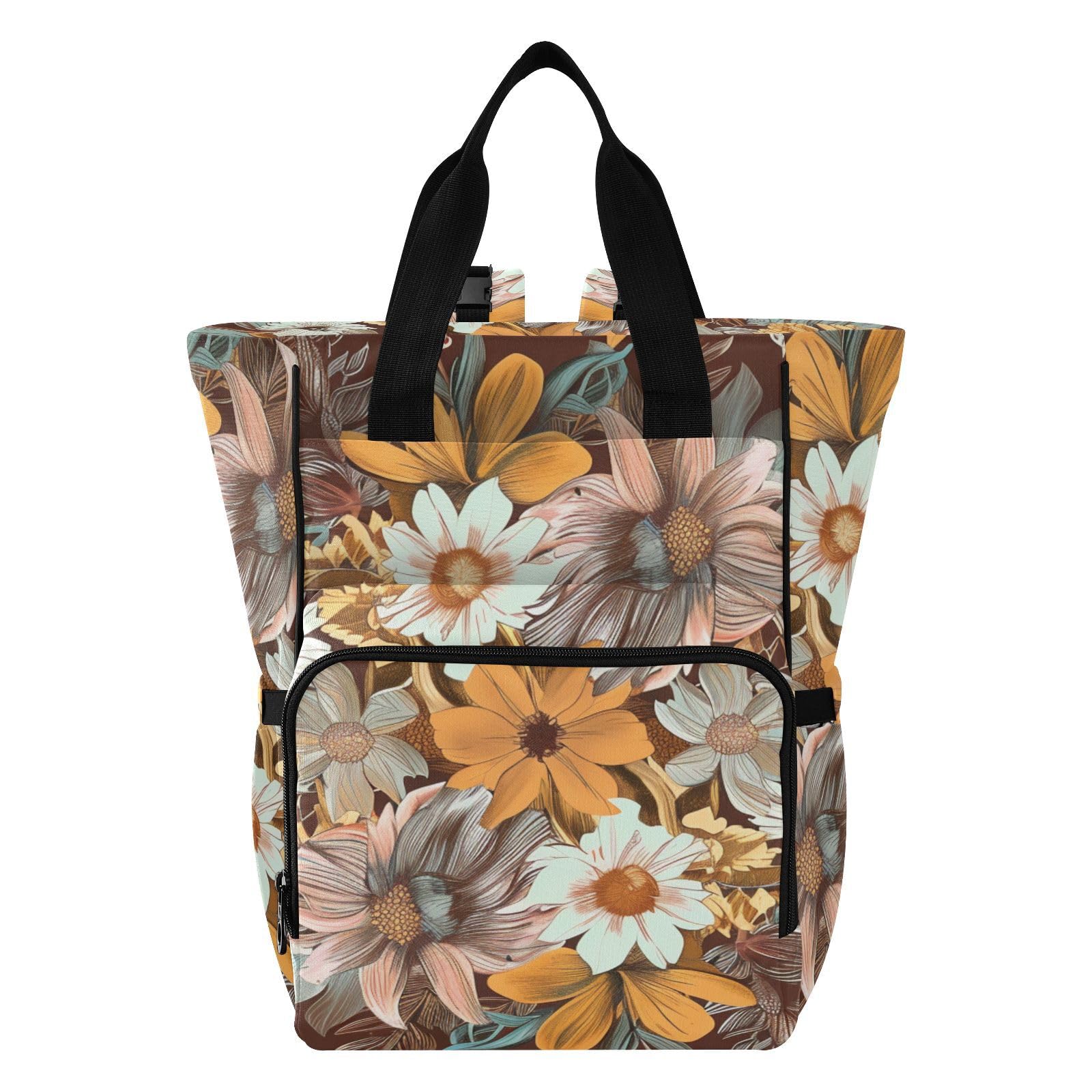 Borsa per pannolini, zaino da donna, stile boho, floreale, bordeaux