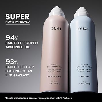 شامبو OUAI Super Travel Size الجاف - شامبو جاف مكثف - يمتص الزيوت والأوساخ والعرق - يمتزج بسلاسة مع الشعر بدون أي بقايا ومخصب برائحة تدوم طويلاً - كيب تاون (2 أونصة)