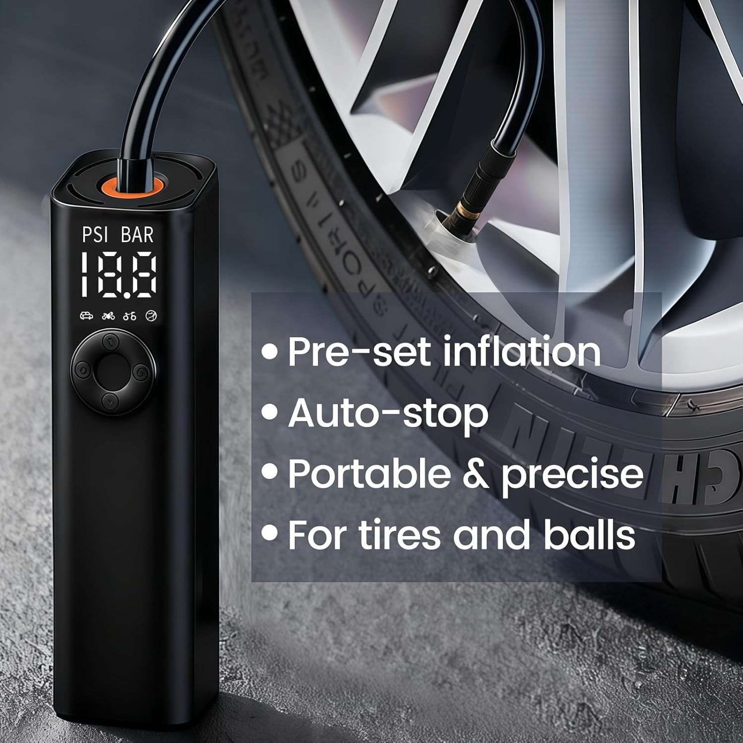 Mini Tire Inflator Portable Air Compressor, 150PSI 12V DC Corded Car Tire Pump, Batteryless Electric Air Pump with Digital Pressure Gauge, Auto Shut-Off, LED Light for Car, Motorcycle, Bicycle