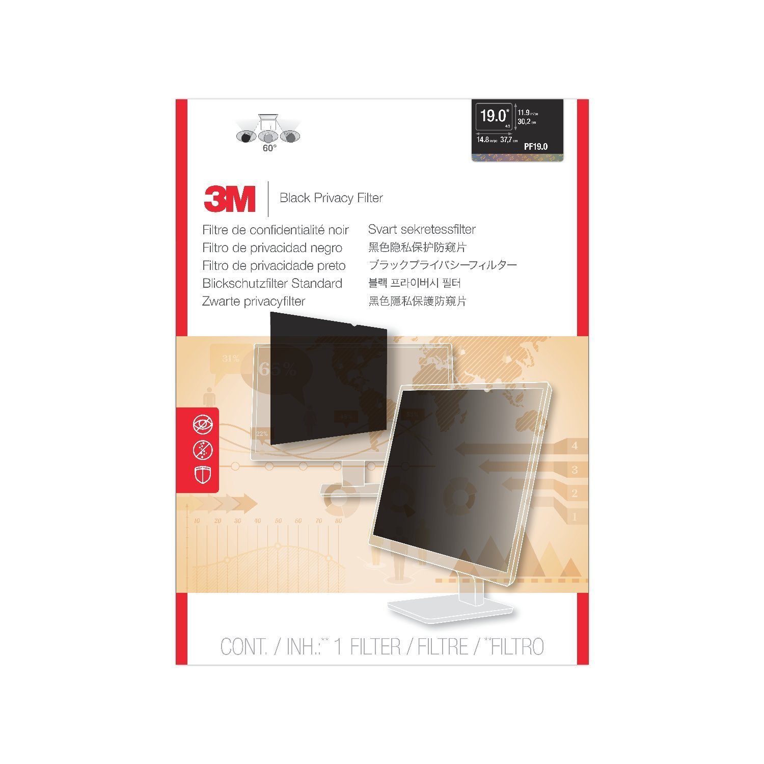 3M Privacy Filter PF19.0 - filtro privacy schermo - 19"