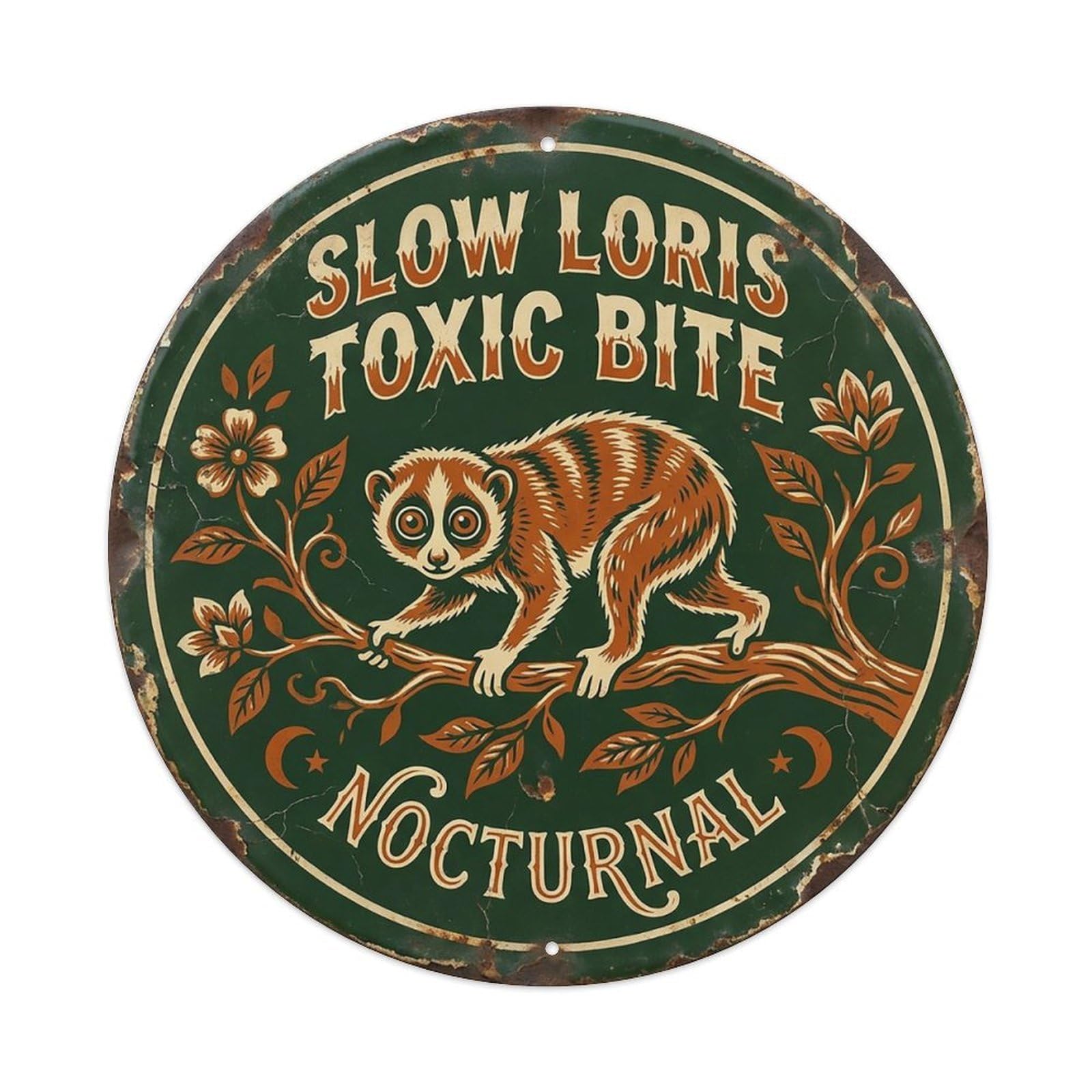 Cxhjca 8X8inch(20X20cm) Slow Loris Toxic Bite Nocturnal Metal Tin Sign