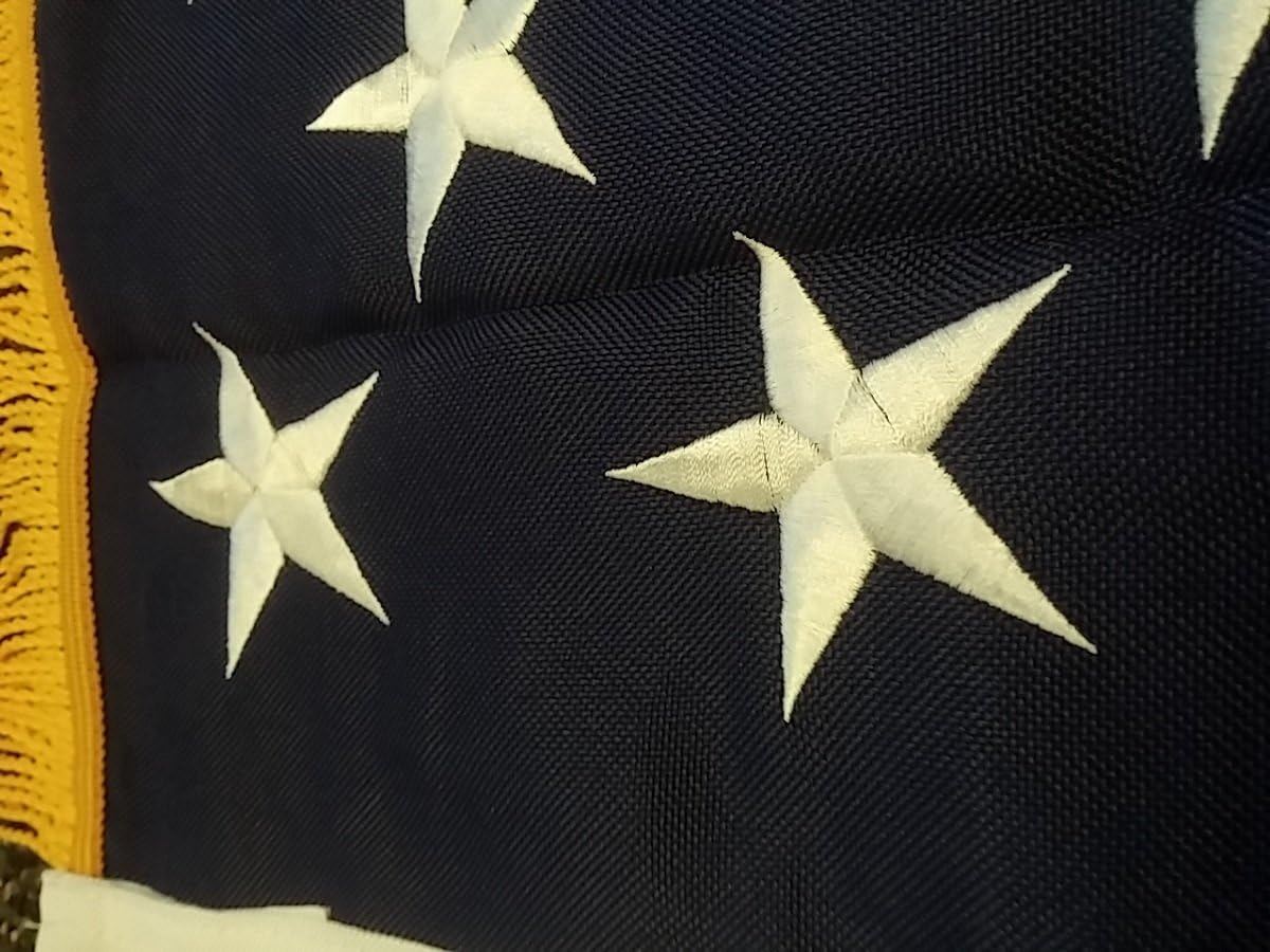 3x5 FT USA 2 PLY Embroidered American Flag with Gold Fringe US Banner New