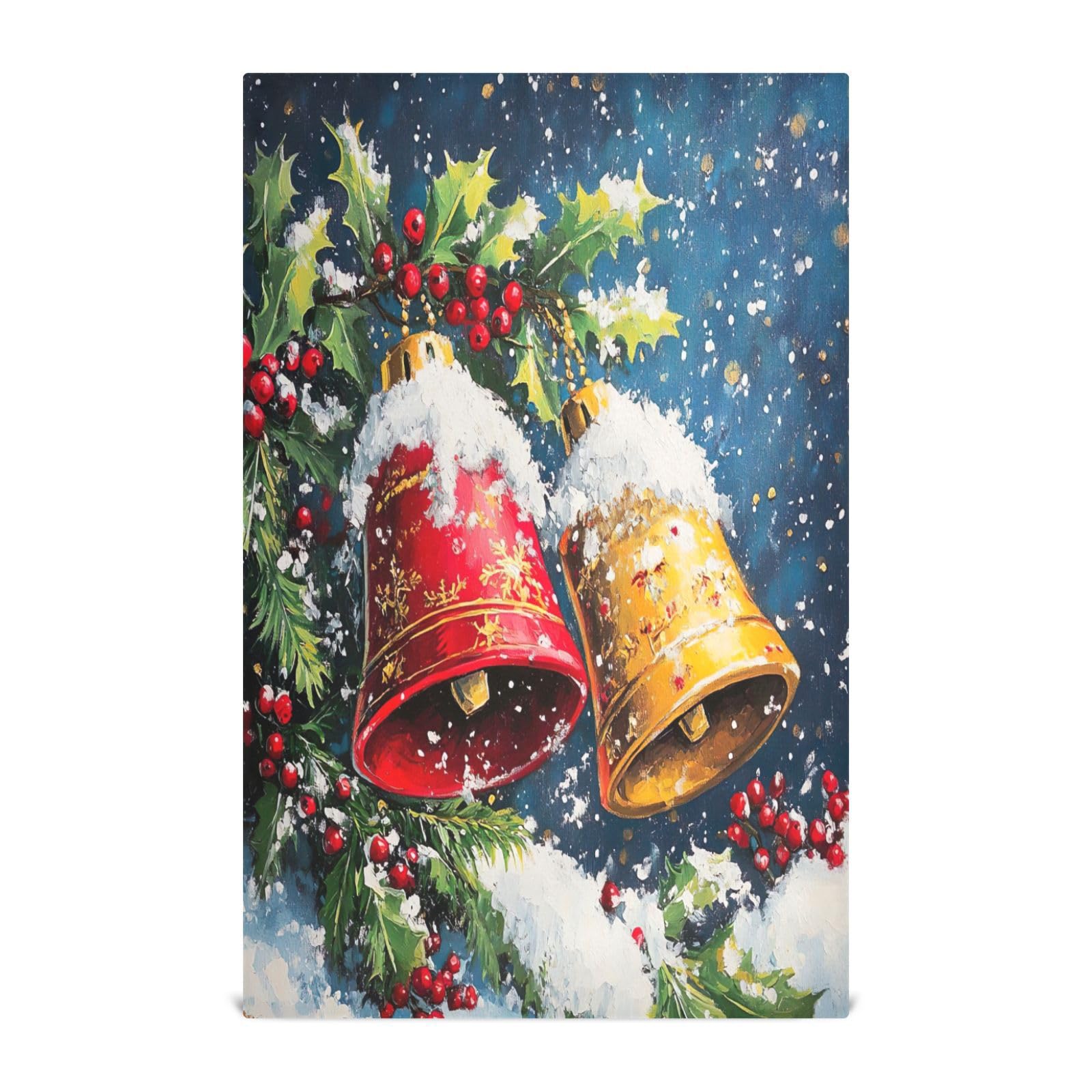 STAYTOP Christmas Bell Kitchen Dish Towel Set,4Pcs Drying Kitchen Towels Tea Towels Gift Set for Drying Cleaning Cooking Baking