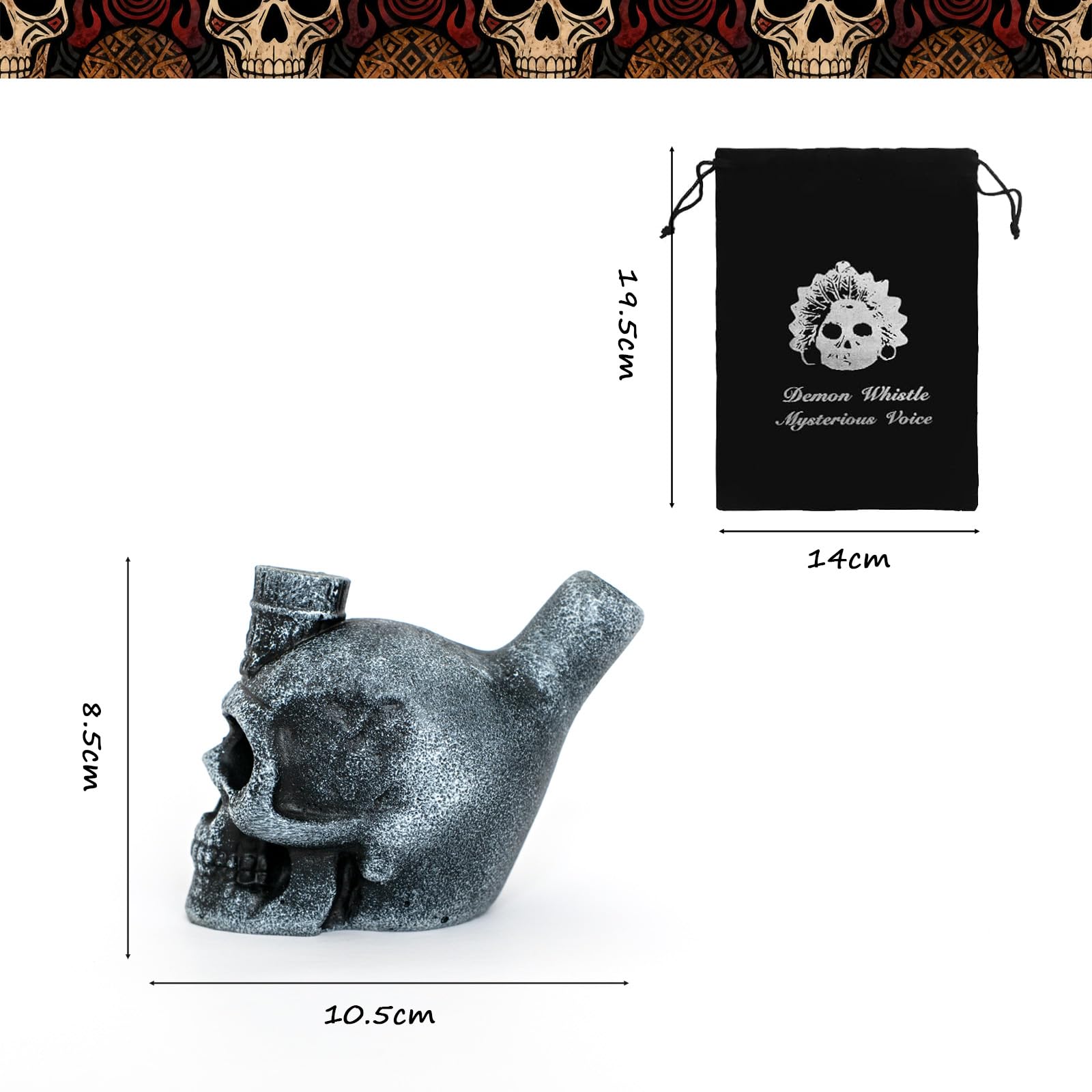 Autentico Aztec Death Whistle, Fischio Azteco Della Morte Forte e Realistico, Regali di Natale Unici, Decorazioni o Oggetti da Collezione