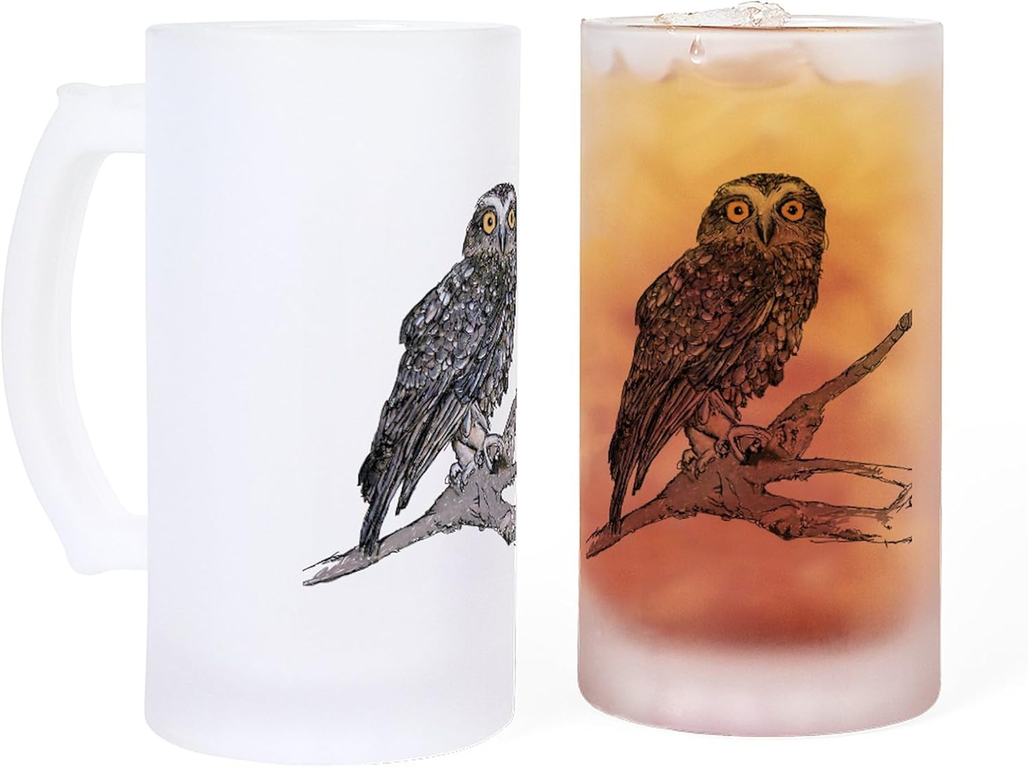 CafePress Southern Boobook Owl Frosted Stein 16 oz Frosted Glass Beer Mug