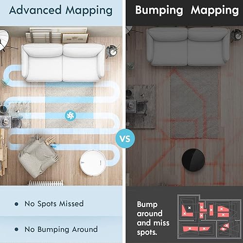 Miniatura 3 de ROMTOS Robot aspirador y trapeador X5, tanque de agua eléctrico 2 en 1, aspiración de barrido y trapeador de succión de 2000 Pa, control de