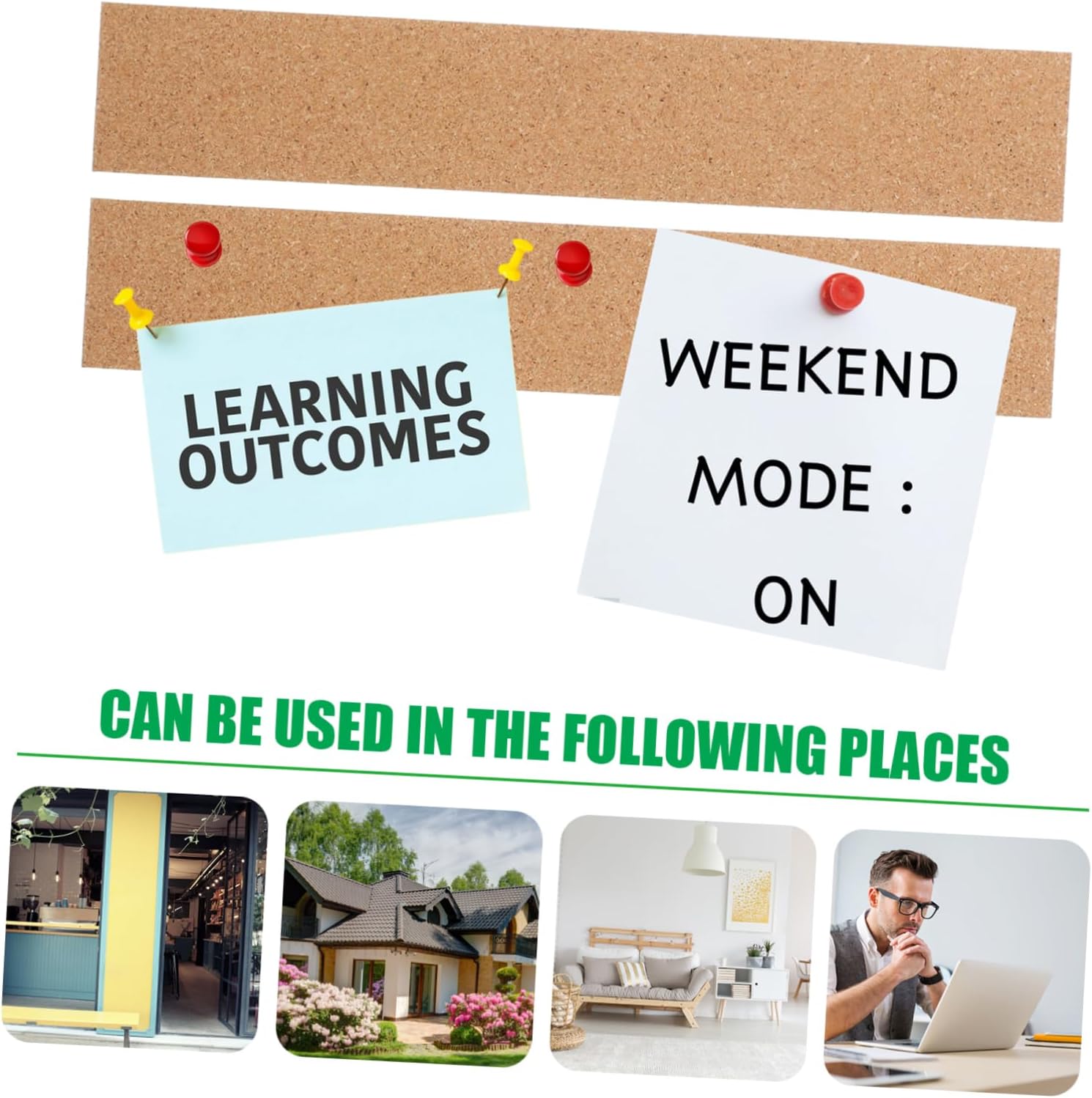 Cork Board Strips 5 Pack Frameless Memo Board Strips Wall Mountable Cork Strips for Office