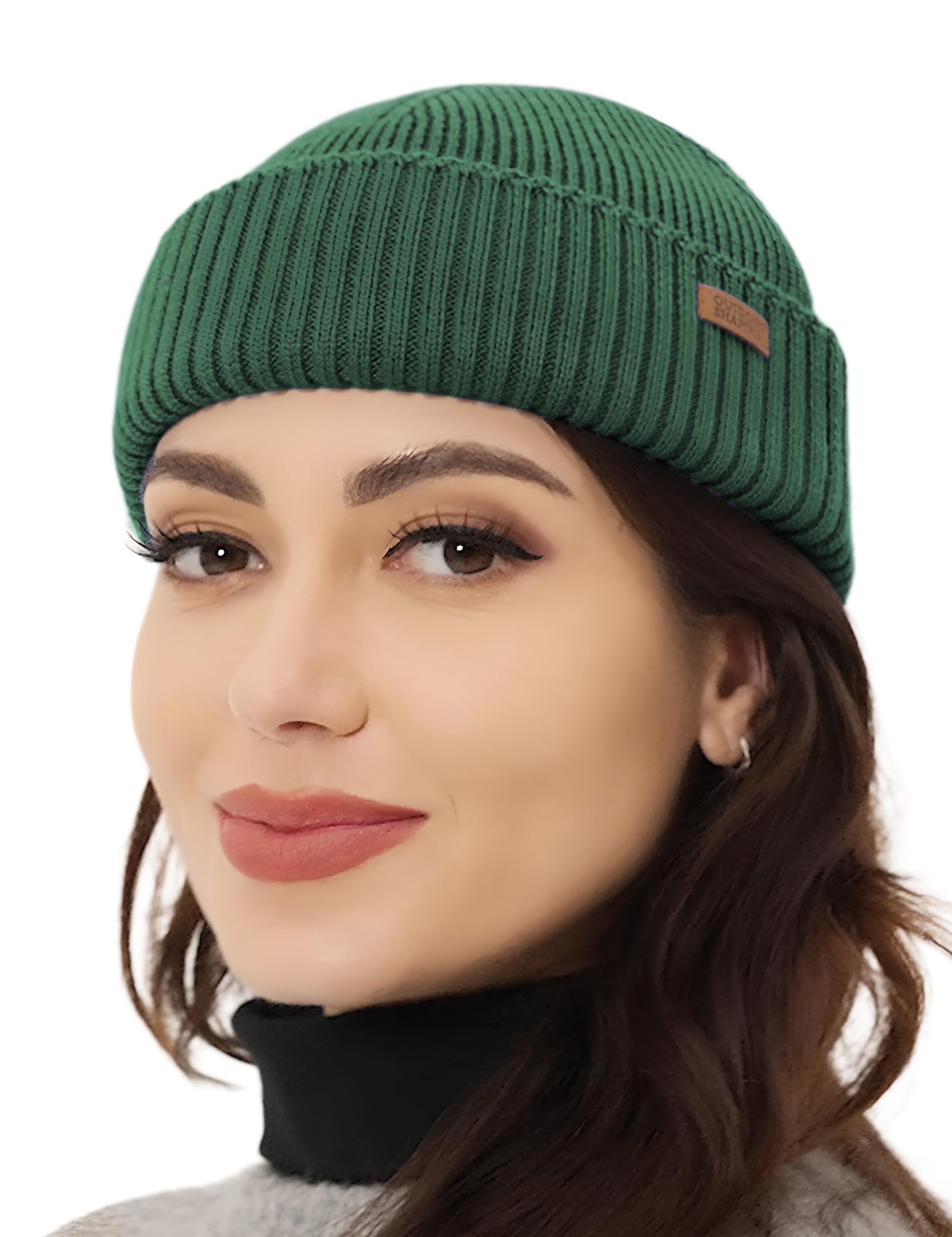 OUTDOOR SHAPING Merino Wool Short Fisherman Beanies for Men Women, Knit Cuff Trawler Beanie Cap, Winter Warm Daily Hat