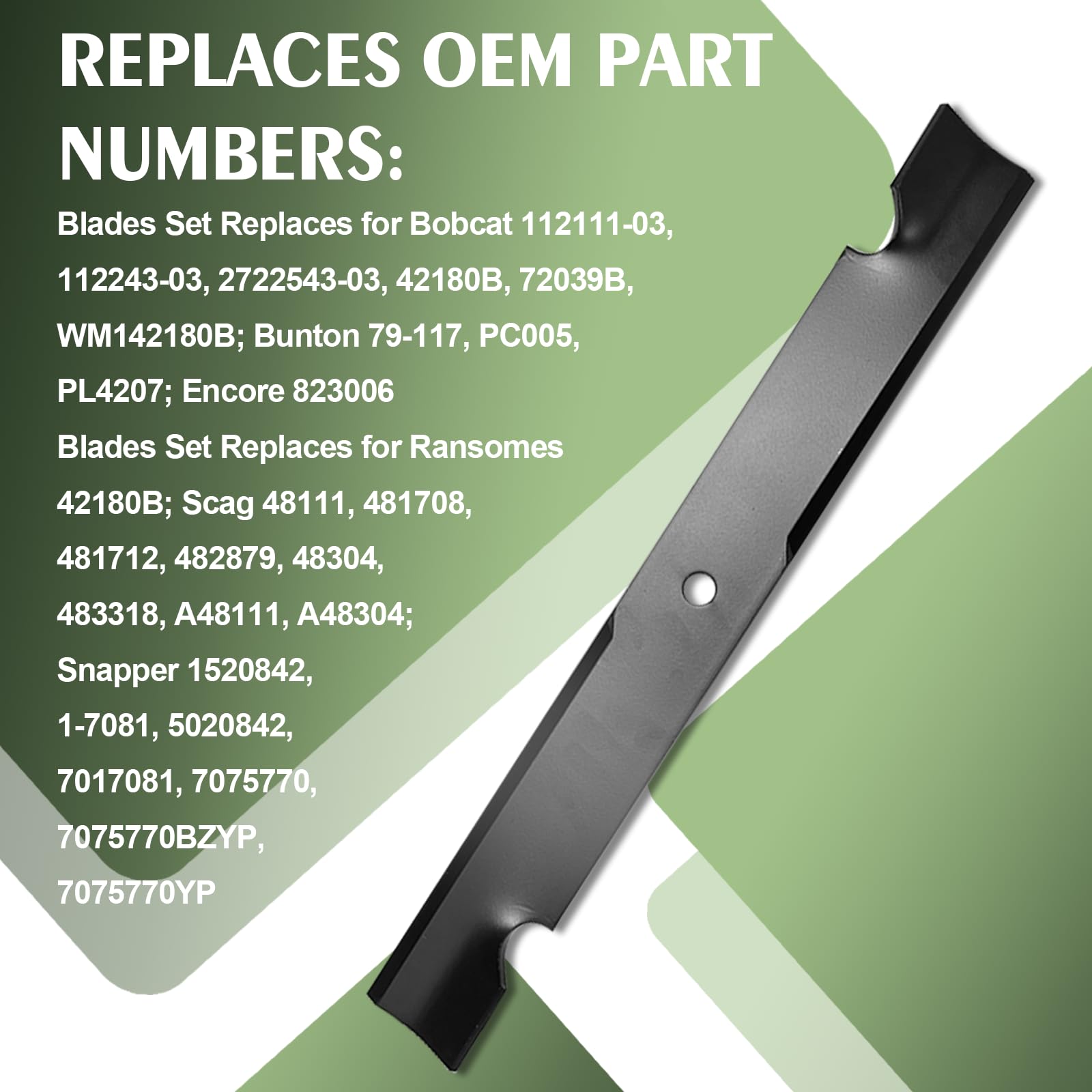 5101755S - 3 cuchillas de cortacésped para cubierta de 61 pulgadas, compatible con Scag A48111 481712 481708 482787 482879, para Ferris 5020842 5101755, para Snap per 17081 51081 555. 103300 5S,