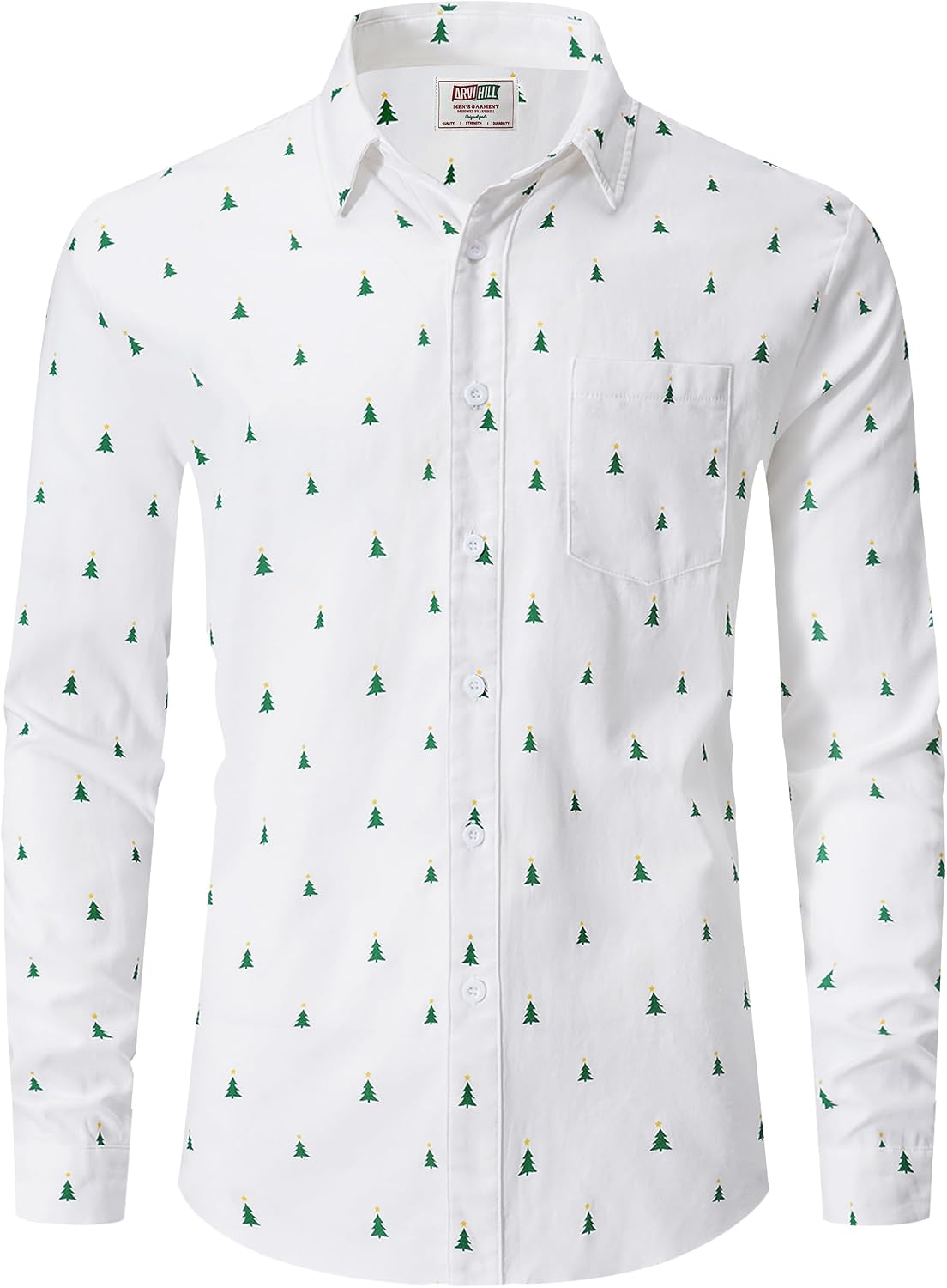 Arvilhill Men's Christmas Shirts Long Sleeve Ugly Xmas Button Shirts (S-XXL)