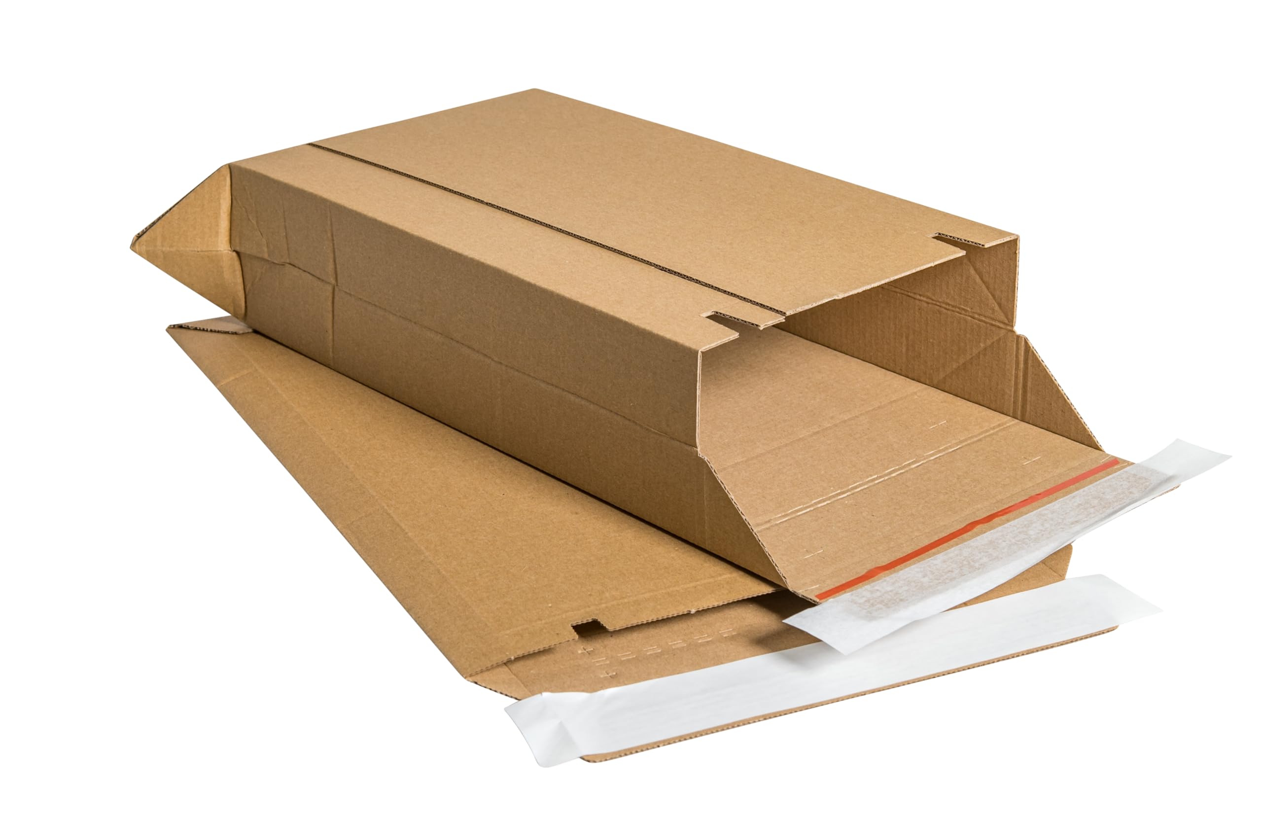 karton-billiger | 100x Versandtasche aus Karton Pappe Wellpappe, selbstklebend Aufreißfaden, DHL Kleinpaket, 350x250x80mm