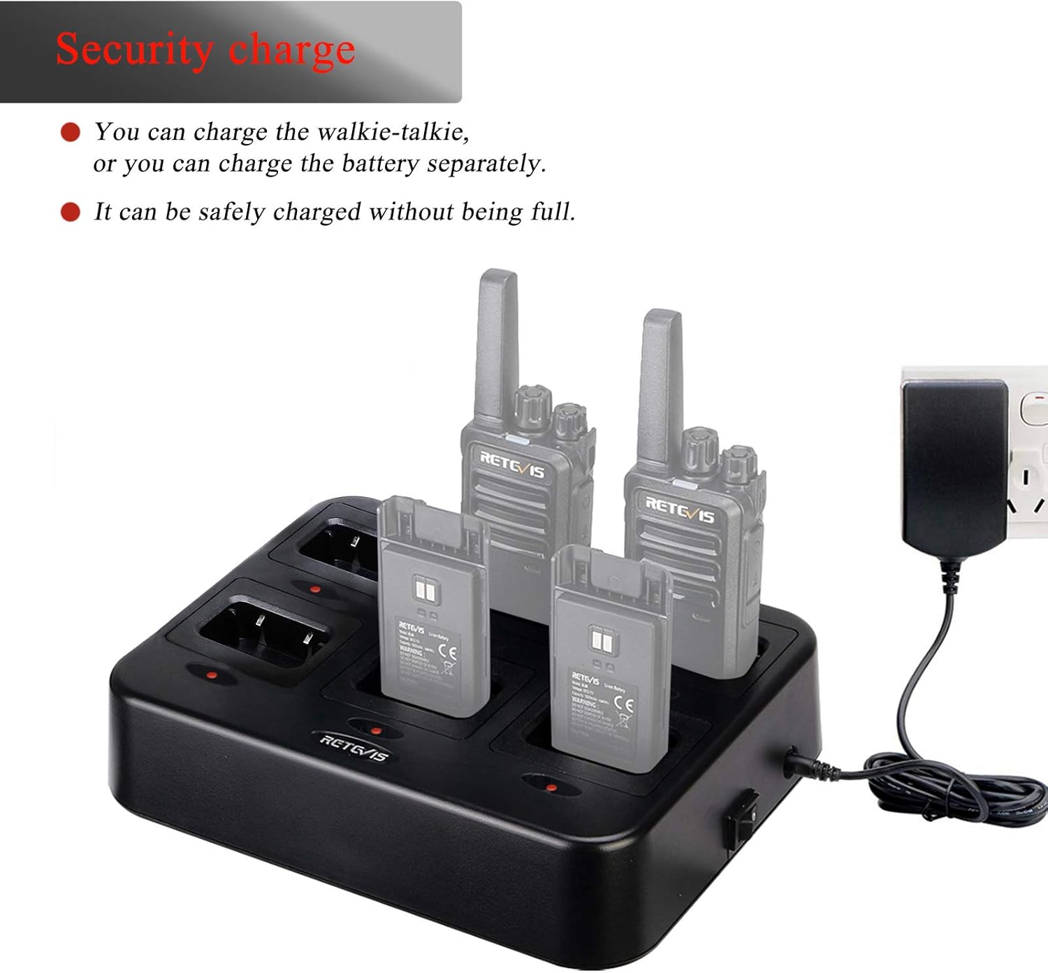 Retevis RT68 Two Way Radios(6 Pack) Bundle with Six Way Charger(1 Pack), Heavy Duty Walkie Talkies for Adults with Earpiece, Compact 2 Way Radio Long Range Rechargeable with USB Charging Base