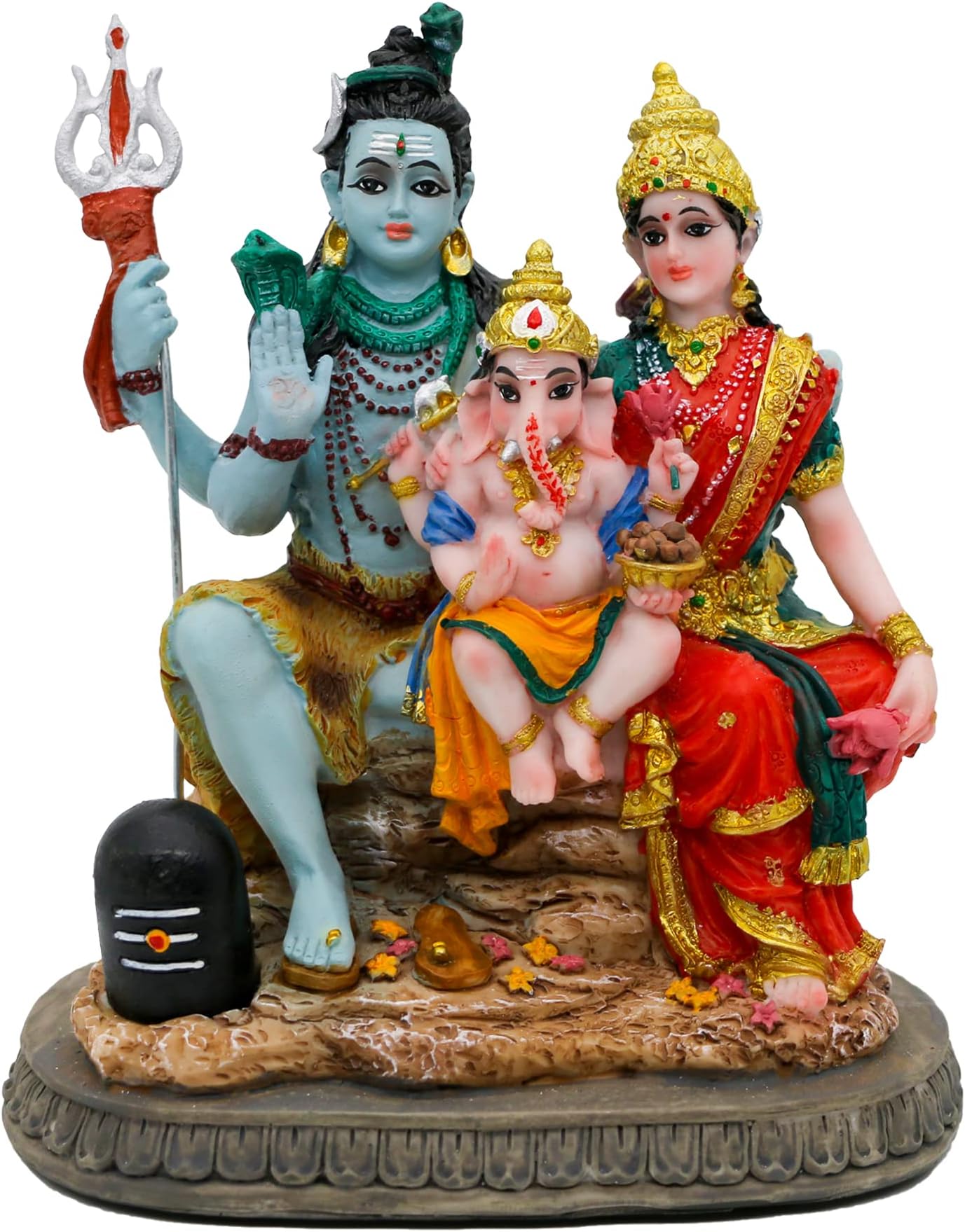 India God Shiva Family Statue - 6.1'H Hindu Idols Shiva Family Sculpture Ganesh Parvati Murti Moorti Pooja Idol Diwali Gifts Puja Gifts Home Office Temple Mandir Altar Decor