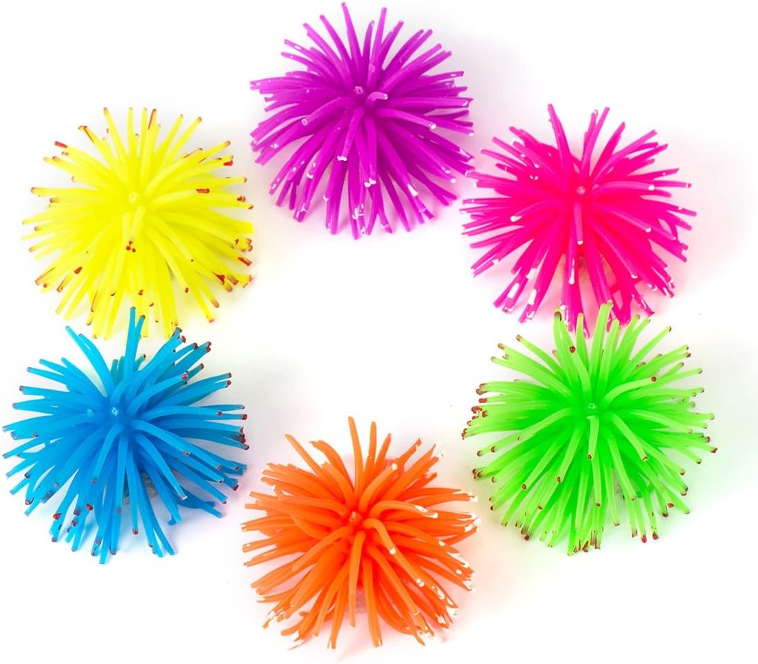 JUZIPI Pack of 6 Aquarium Decoration Ornament Artificial Luminous Sea Urchin Ball Fake Silicone Coral Fish Tank Decoration,6 Color