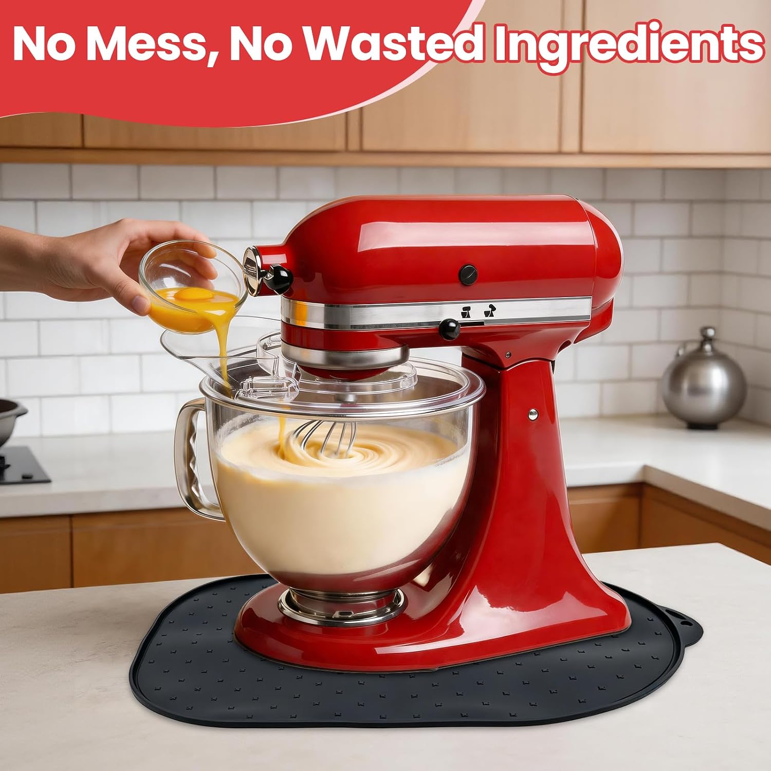 Specifically Engineered Pouring Shield Set Compatible with KitchenAid Artisan Mini 3.5 Quart Tilt-Head Stand Mixer, Removable Splash Guard with Non-Slip Silicone Mat for Reduce Messy